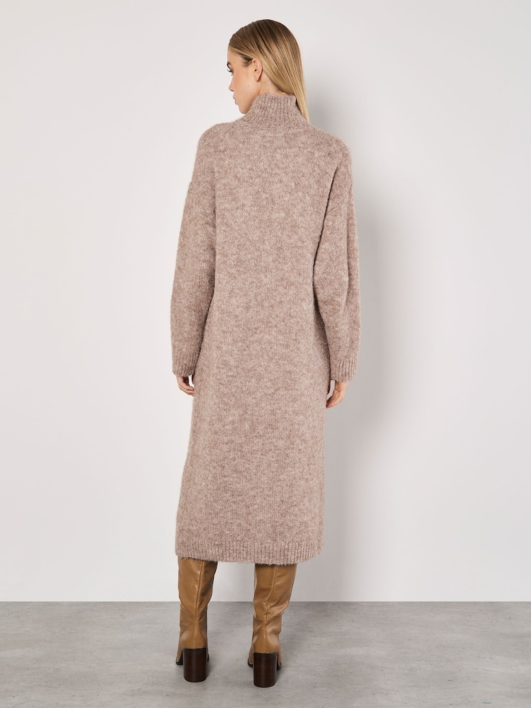 Apricot Natural Oversize Hairy Midi Jumper Dress - Image 4 of 6