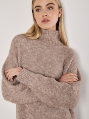 Apricot Natural Oversize Hairy Midi Jumper Dress - Image 6 of 6
