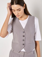 Apricot Grey Pinstripe Waistcoat - Image 3 of 5