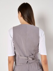 Apricot Grey Pinstripe Waistcoat - Image 4 of 5