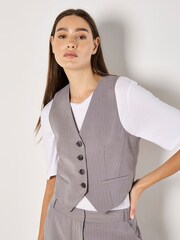 Apricot Grey Pinstripe Waistcoat - Image 5 of 5