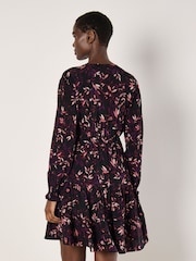 Apricot Red Trailing Leaves Tier Button Dress - Image 5 of 5