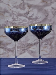 Artland Set of 2 Blue Galaxy Champagne Saucers - Image 1 of 3