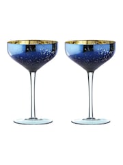 Artland Set of 2 Blue Galaxy Champagne Saucers - Image 2 of 3