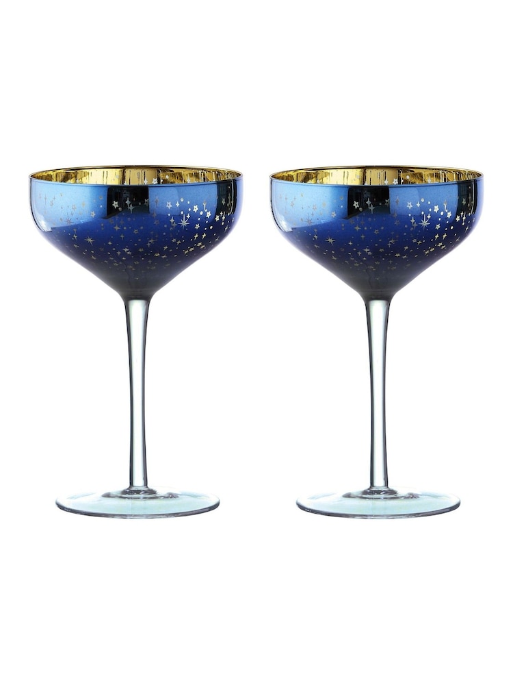 Artland Set of 2 Blue Galaxy Champagne Saucers - Image 2 of 3