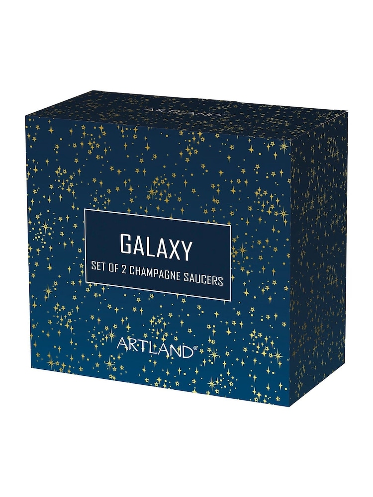 Artland Set of 2 Blue Galaxy Champagne Saucers - Image 3 of 3 Artland Set of 2 Blue Galaxy Champagne Saucers - Image 3 of 3
