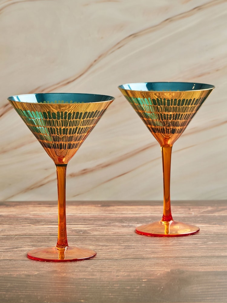 Artland Set of 2 Gold Fiesta Cocktail Glasses - Image 1 of 3