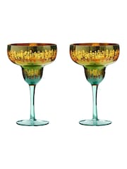 Artland Set of 2 Gold Fiesta Margarita Glasses - Image 2 of 3