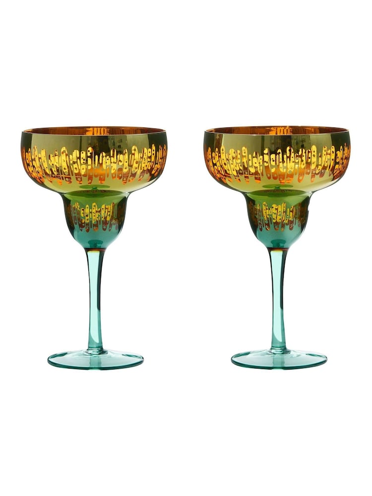 Artland Set of 2 Gold Fiesta Margarita Glasses - Image 2 of 3 Artland Set of 2 Gold Fiesta Margarita Glasses - Image 2 of 3