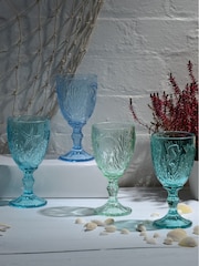 Artland Set of 4 Blue Marine Goblets - Image 1 of 3