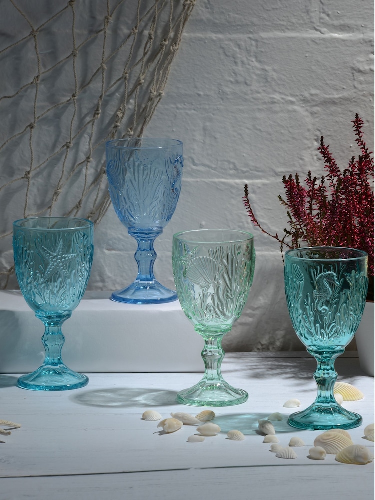 Artland Set of 4 Blue Marine Goblets - Image 1 of 3