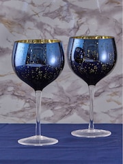 Artland Set of 2 Blue Galaxy Gin Glasses - Image 1 of 3