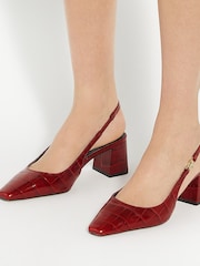 Dune London Red Contact Branded Block Slingback Court Heels - Image 1 of 6