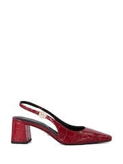 Dune London Red Contact Branded Block Slingback Court Heels - Image 2 of 6