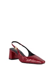 Dune London Red Contact Branded Block Slingback Court Heels - Image 3 of 6