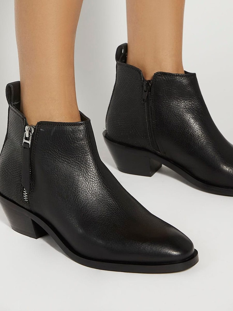 Dune London Black Pear Flat Ankle Boots - Image 1 of 6