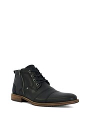 Dune London Black Captains Double Toe Cap Detail Leather Boots - Image 3 of 6