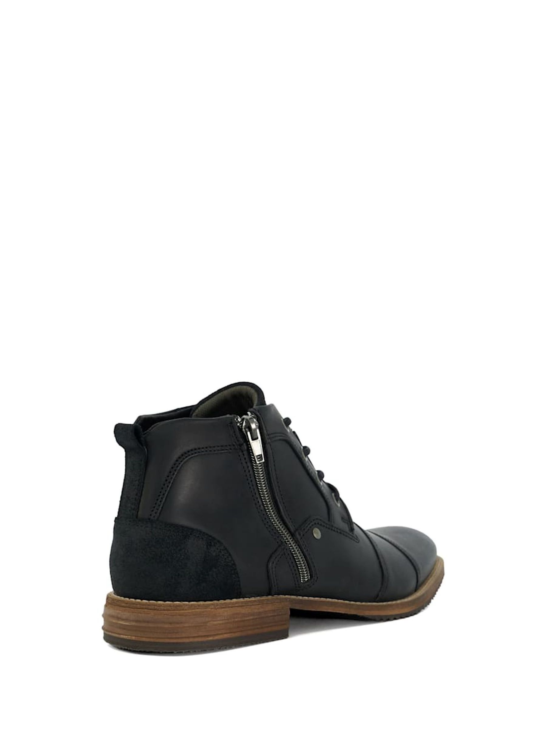 Buy Dune London Black Captains Double Toe Cap Detail Leather Boots