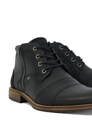 Dune London Black Captains Double Toe Cap Detail Leather Boots - Image 6 of 6