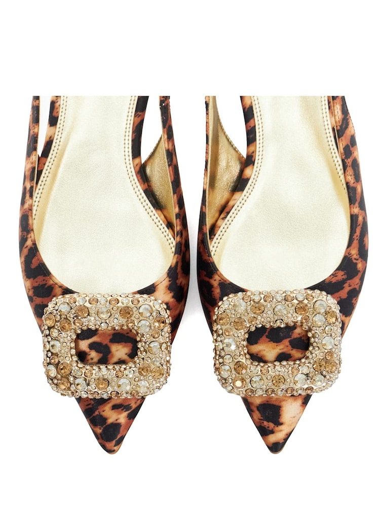 Dune London Animal Print Confidence Broach Trim Flat Slingback Flats - Image 7 of 7