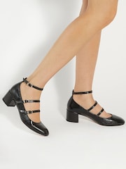 črna - Dune London Pristop Triple Strap Maryjane Nizki sodni pete - Slika 1 iz 6