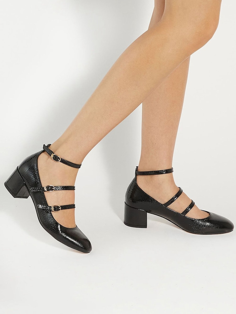 črna - Dune London Pristop Triple Strap Maryjane Nizki sodni pete - Slika 1 iz 6