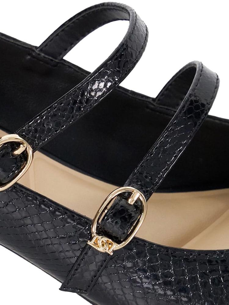 črna - Dune London Pristop Triple Strap Maryjane Nizki sodni pete - Slika 6 iz 6