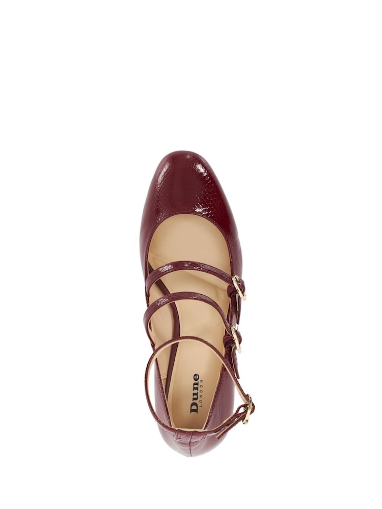 Dune London Red Approach Triple Strap Maryjane Low Court Heels - Image 5 of 6