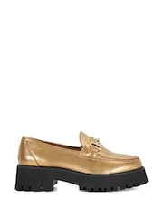 Dune London Gold Groundbreaking Chunky Branded Loafers - Image 2 of 6