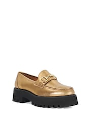 Dune London Gold Groundbreaking Chunky Branded Loafers - Image 3 of 6