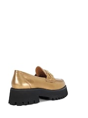 Dune London Gold Groundbreaking Chunky Branded Loafers - Image 4 of 6