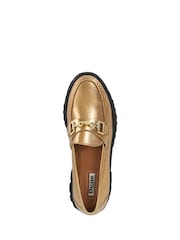Dune London Gold Groundbreaking Chunky Branded Loafers - Image 5 of 6