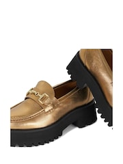 Dune London Gold Groundbreaking Chunky Branded Loafers - Image 6 of 6