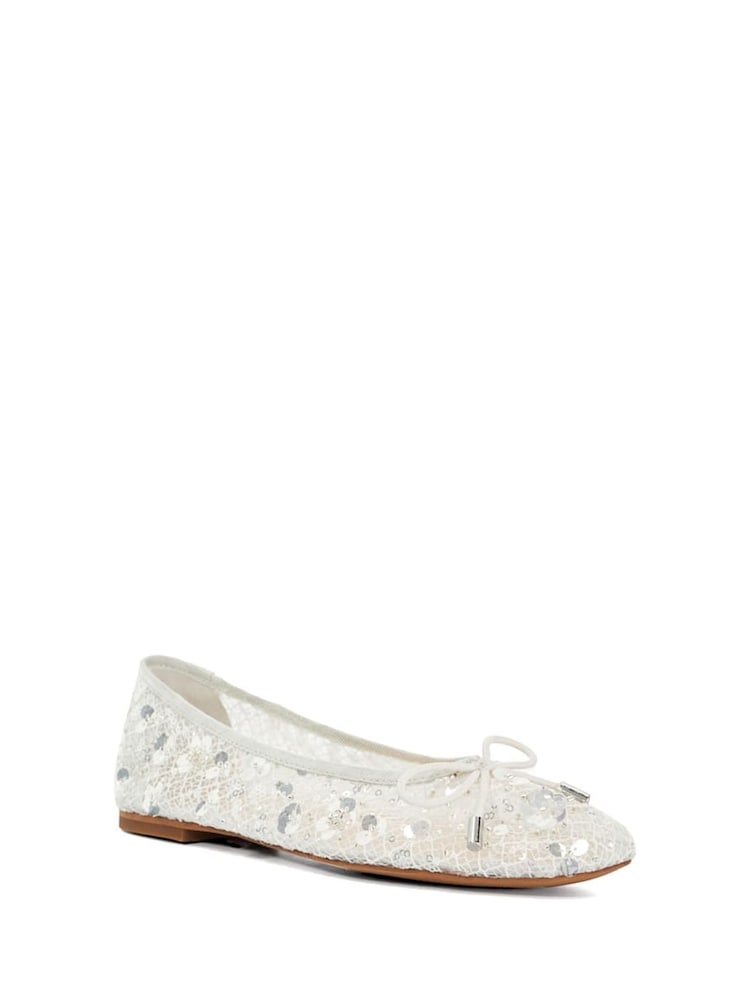 Blanco - Dune London Hannie Embellished Mesh Ballet Flat Shoes - Imagen 2 de 5 Blanco - Dune London Hannie Embellished Mesh Ballet Flat Shoes - Imagen 2 de 5