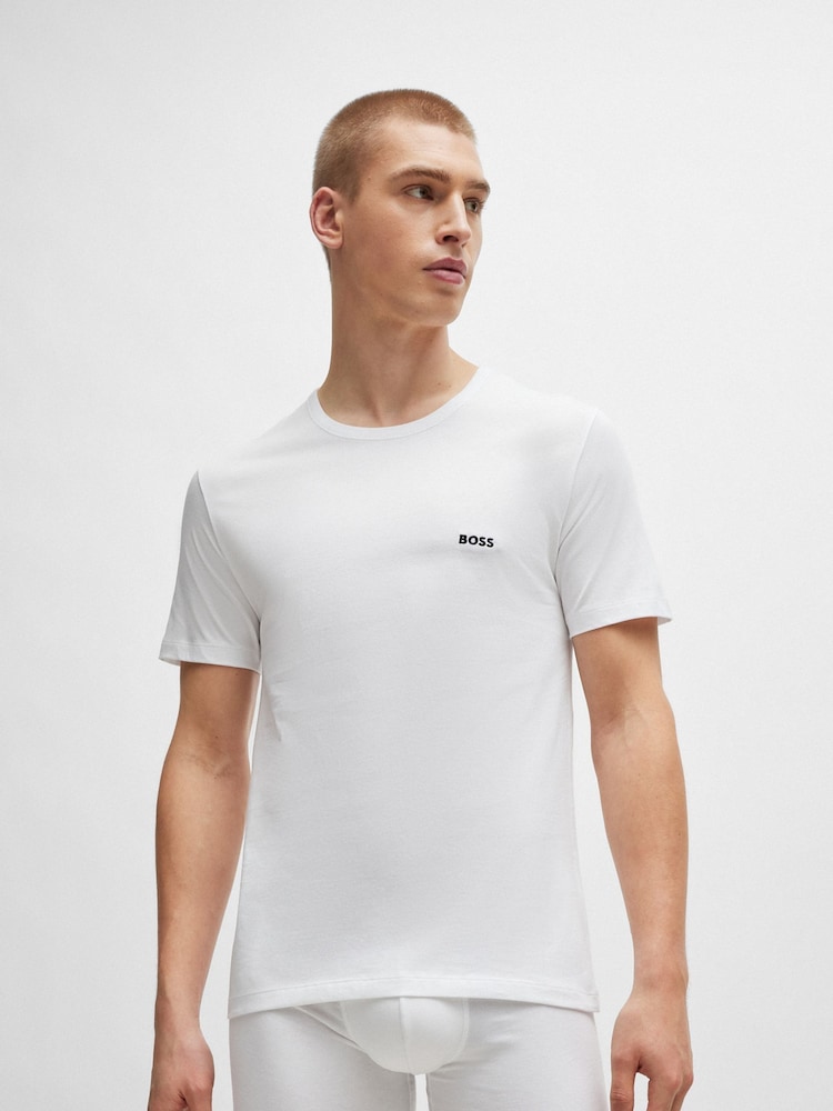 BOSS Brown/White/Black Classic Crew Neck T-Shirts 3 Pack - Image 2 of 9