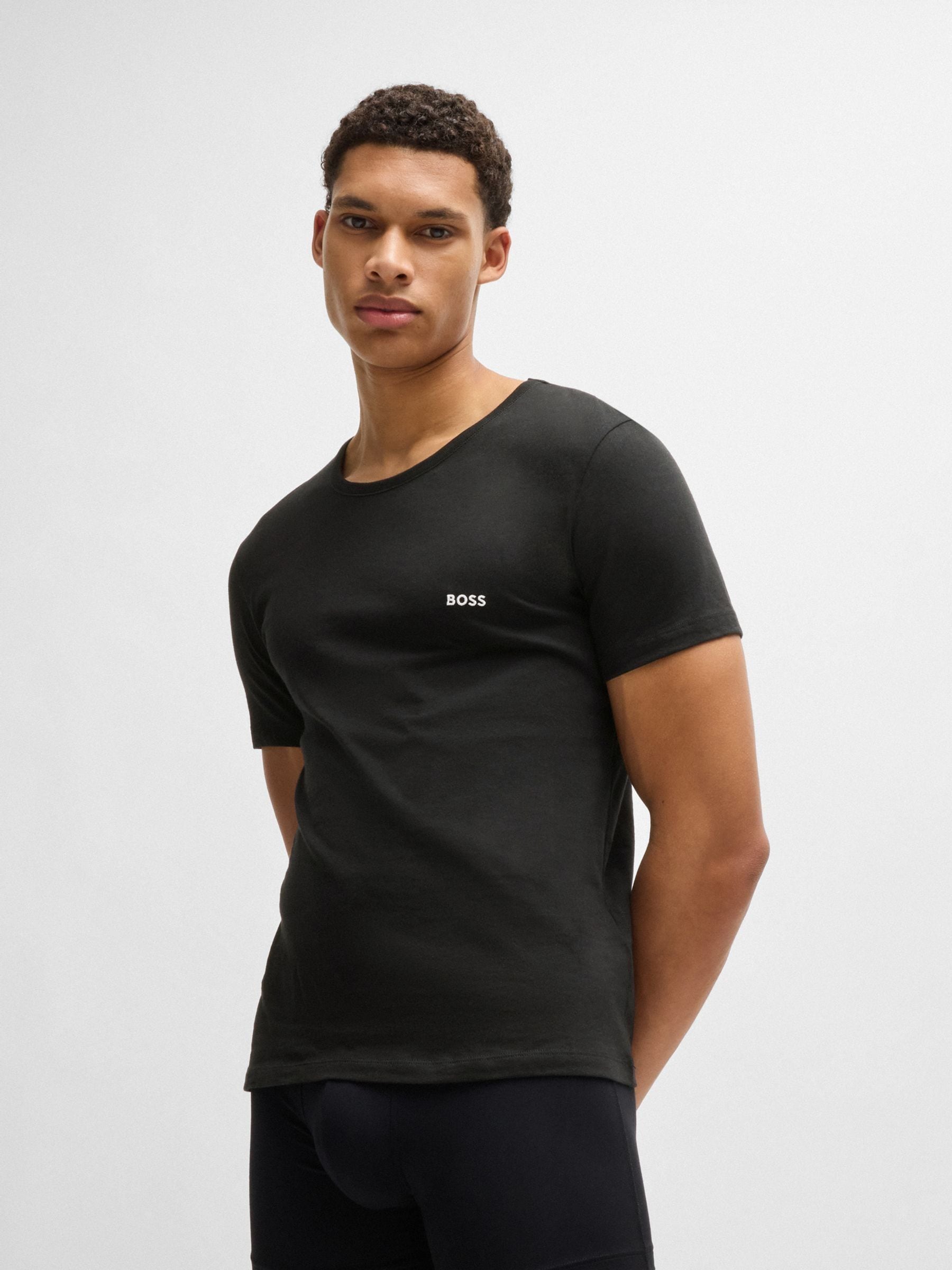 Buy BOSS Brown/White/Black Crew Neck Short Sleeve Classic T-Shirts