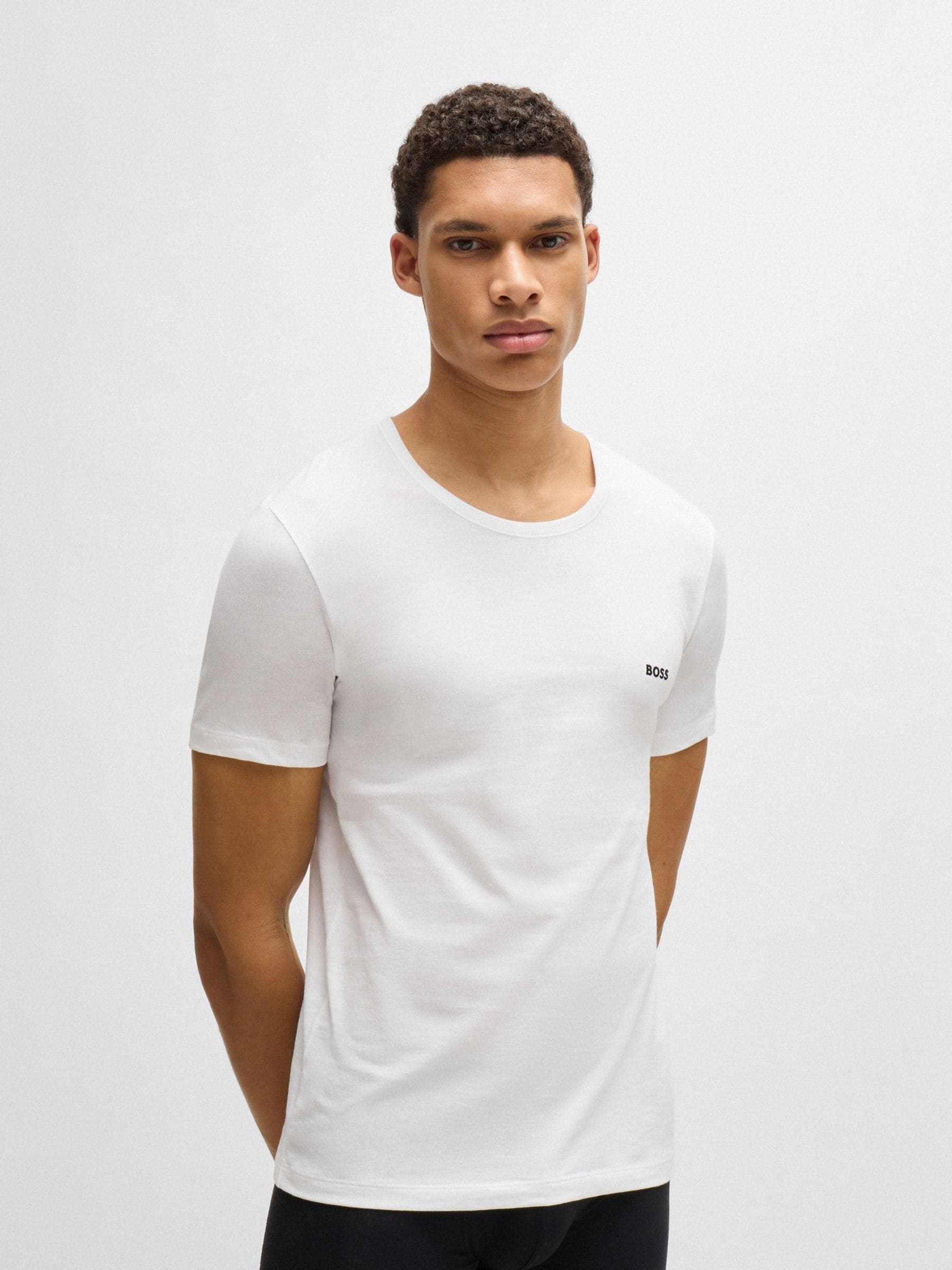 Buy BOSS Brown/White/Black Crew Neck Short Sleeve Classic T-Shirts