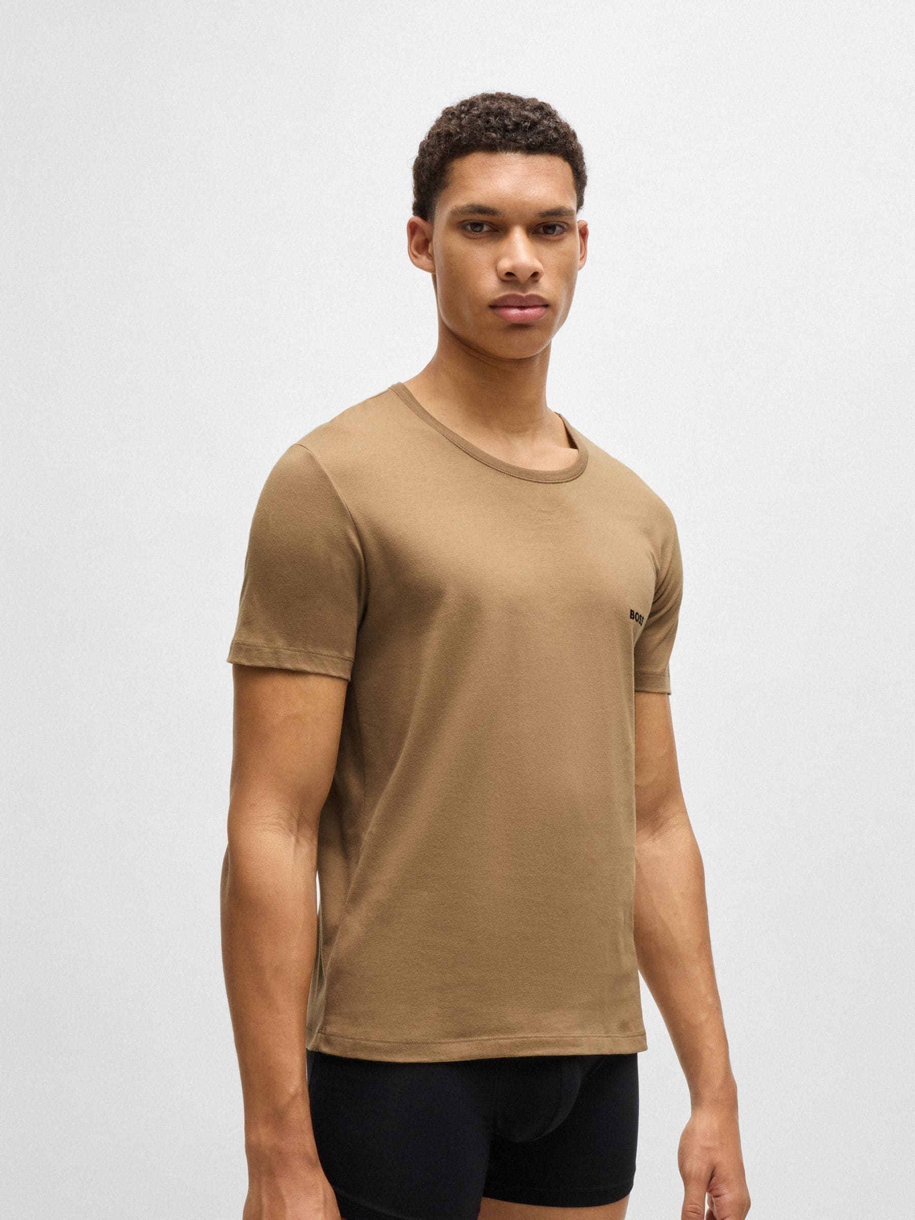 Buy BOSS Brown/White/Black Crew Neck Short Sleeve Classic T-Shirts