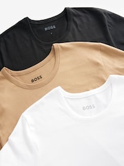 BOSS Brown/White/Black Classic Crew Neck T-Shirts 3 Pack - Image 7 of 9