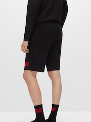HUGO Black Contrast Logo Cotton Terry Shorts - Image 2 of 5
