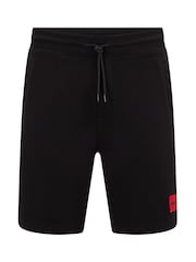 HUGO Black Contrast Logo Cotton Terry Shorts - Image 5 of 5