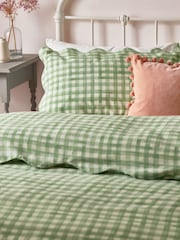 furn. Sage Scalloped Edge Gingham Duvet Set - Image 3 of 3