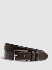 Reiss Chocolate Dante Smooth Leather Belt - Image 1 of 4