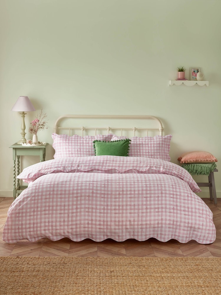 Furn. Постельный комплект в клетку с фигурными краями - Изображение 1 из 3