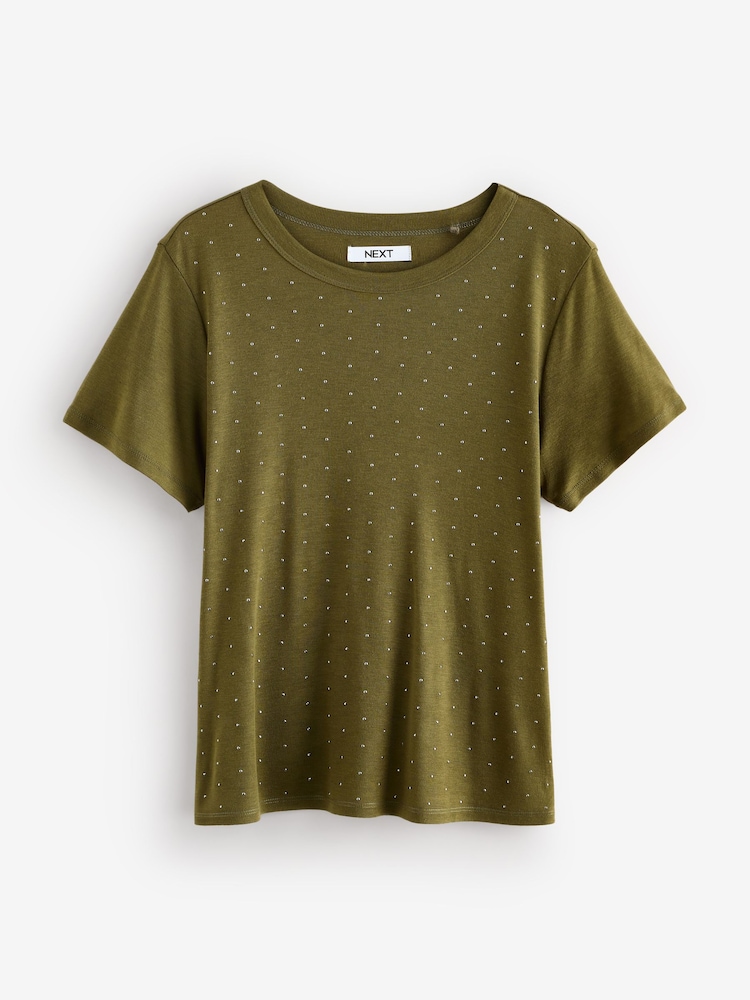 Khaki Green Stud Khaki T-Shirt - Image 1 of 1 Khaki Green Stud Khaki T-Shirt - Image 1 of 1