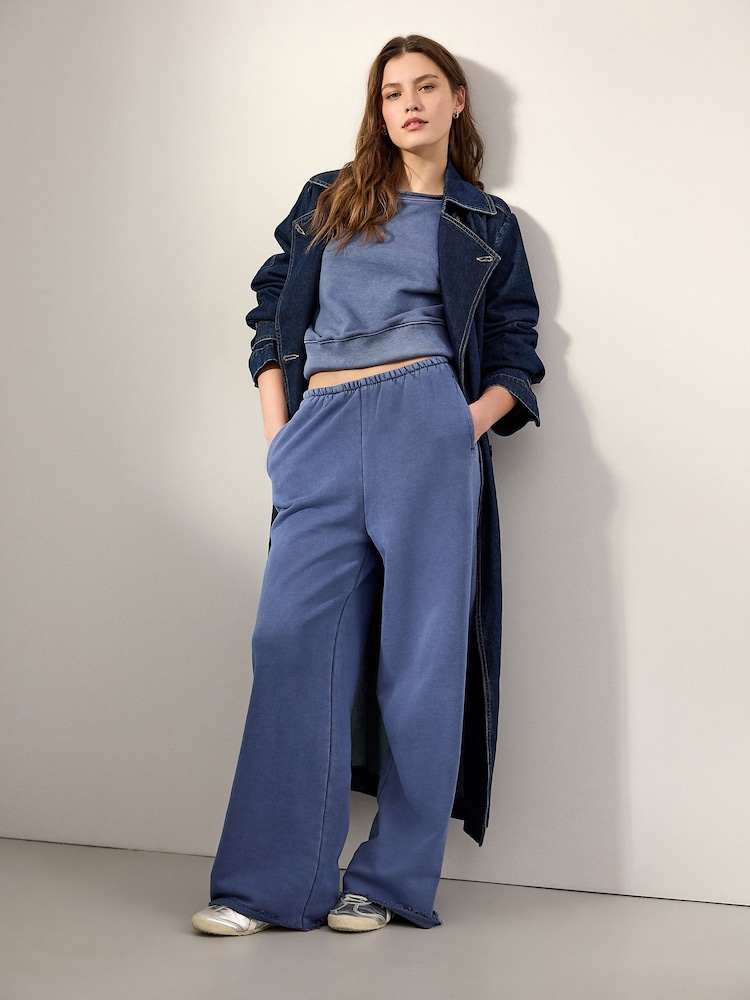 Azul añil - Elevated Wide Leg Washed Look 100% Cotton Joggers - Imagen 1 de 7 Azul añil - Elevated Wide Leg Washed Look 100% Cotton Joggers - Imagen 1 de 7