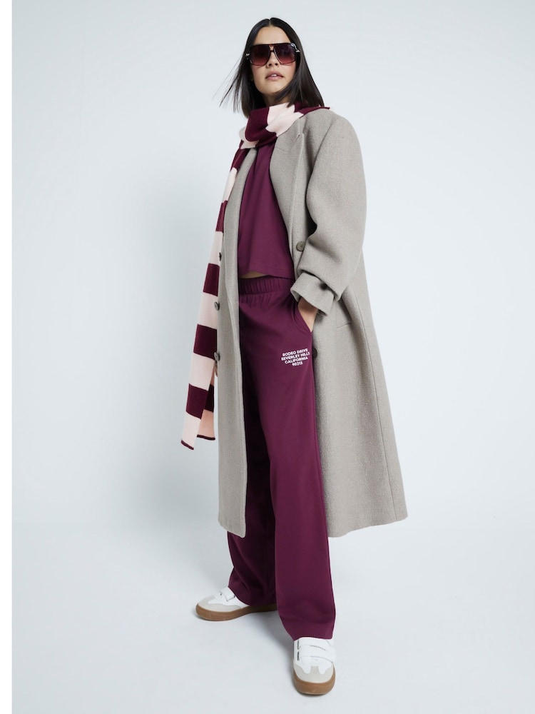 River Island Burgundy 2 Piece 100% Cotton T-Shirt and Trousers Set - Image 2 of 6