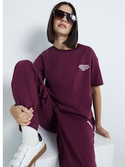 River Island Burgundy 2 Piece 100% Cotton T-Shirt and Trousers Set - Image 3 of 6