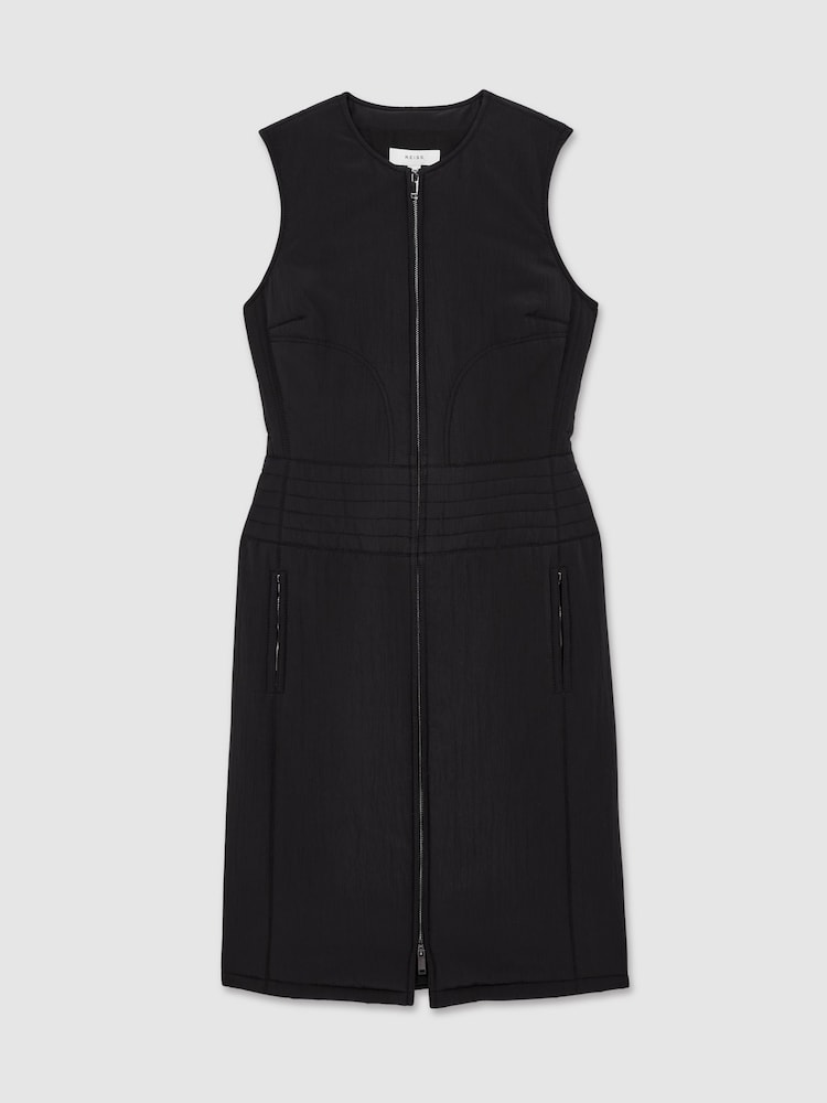 Reiss – Mahlon – gestepptes ärmelloses Kleid mit durchgehendem Reißverschluss - Bild 2 von 7