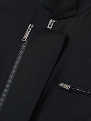 Reiss Black Carina Utility Zip Through Jumpsuit With Linen - Image 7 of 7